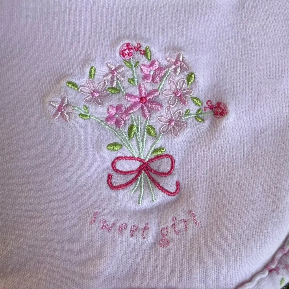 Vtg Carters Just One Year Pink Floral Baby Blanket Sweet Girl Cotton Double side